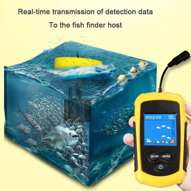 Fish Finder Cable - 100 メートル有線カラースクリーンポータブルソナー魚群探知機釣り餌エコーサウンダー魚群探知機警報センサー湖釣り