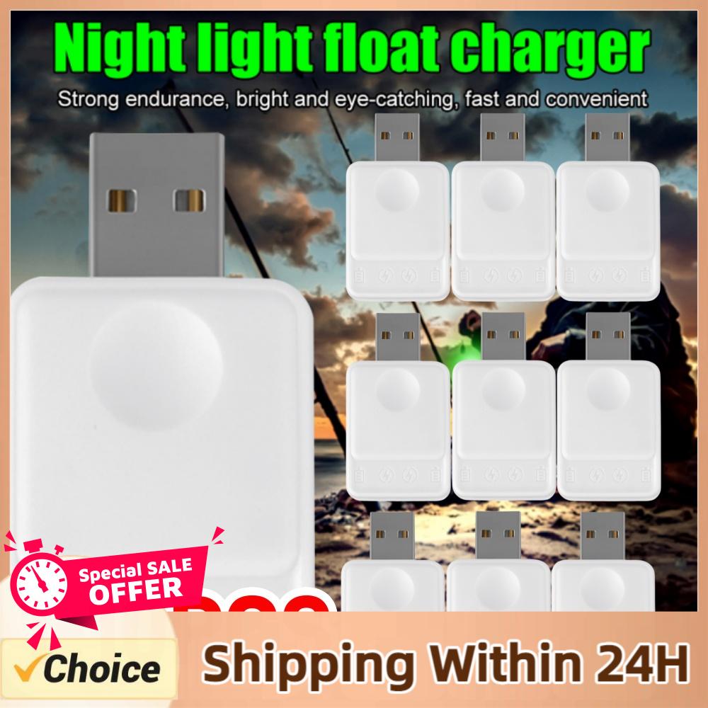 Fish Finder Charger - 釣り用フロート発光充電式CR425バッテリー、2穴USB充電器付き、電子ライトスティック、夜釣り用ブイ、タックル用