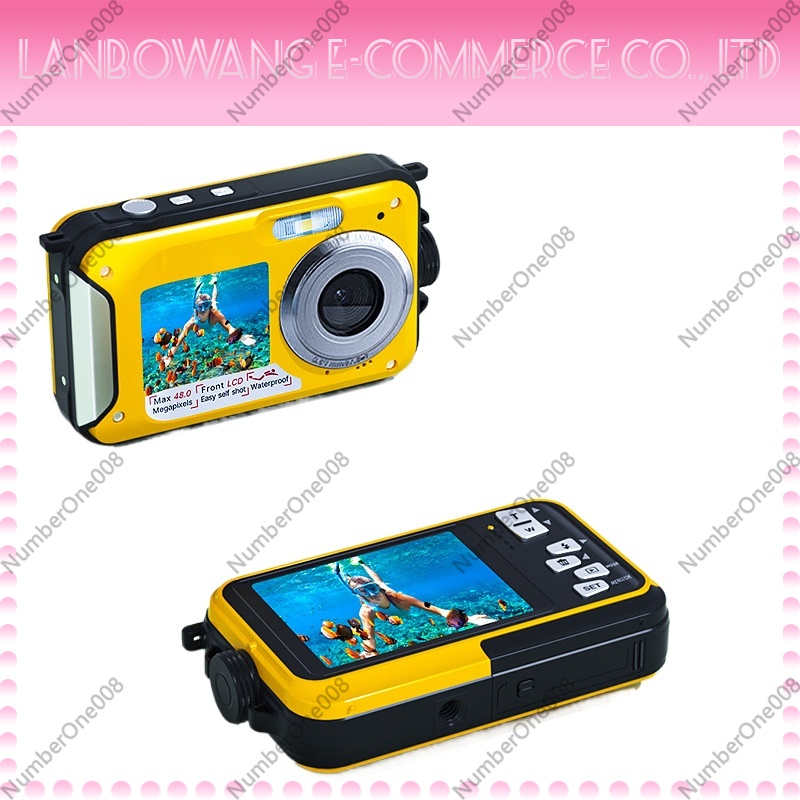 Underwater Camera - デュアルスクリーン防水アクションカメラ 4K HD アウトドアスポーツVlog撮影 水中ビデオスタビライザー ポータブル