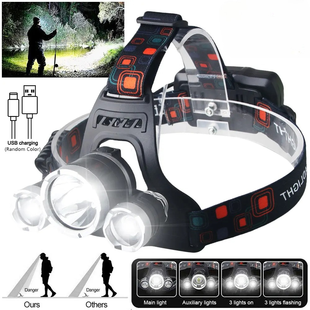 Fish Finder Battery - ハイパワー LED ヘッドランプ 18650 充電式バッテリー懐中電灯 90