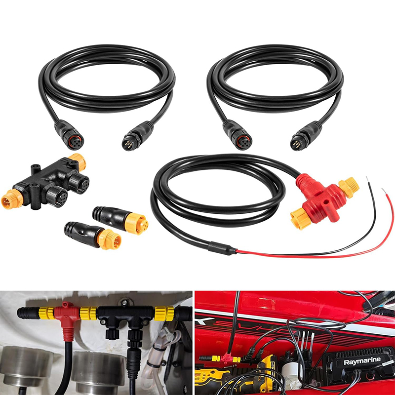 Fish Finder Cable - NMEA 2000 バックボーンケーブル、ドロップケーブル、ティーコネクタ、ターミネーターキット（ローランス、シムラッド、ガーミン用）NMEA 2Kネットワーク処理用