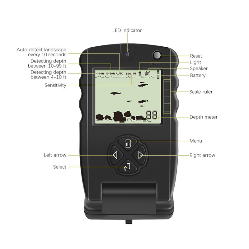 新しいポータブル魚群探知機、アイスフィッシングソナーエコーサ - Fishing Depth Finder のレビューと価格