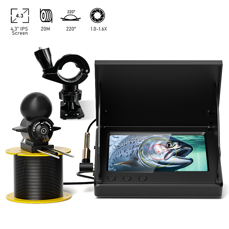 4.3インチLCDポータブル魚群探知機、20m水中カメラ、水 - Fishing Depth Finder のレビューと価格