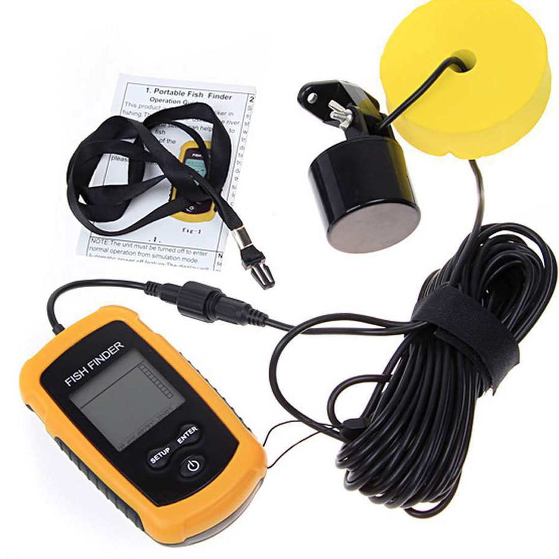 アラーム付き100Mポータブルソナー魚群探知機 ソナー範囲エ - Fishing Depth Finder のレビューと価格
