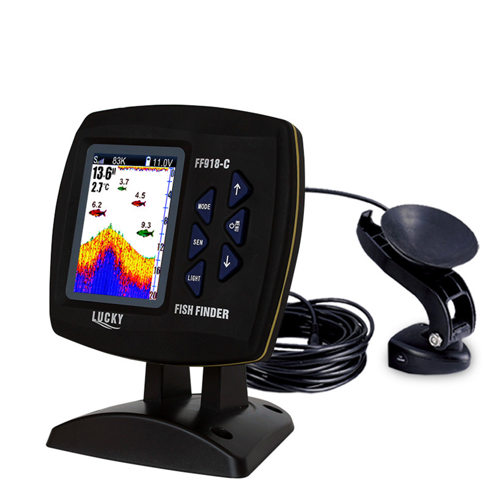 有線デュアル周波数魚群探知機,カラースクリーン,水深さボート - Fish Finder Cable のレビューと価格