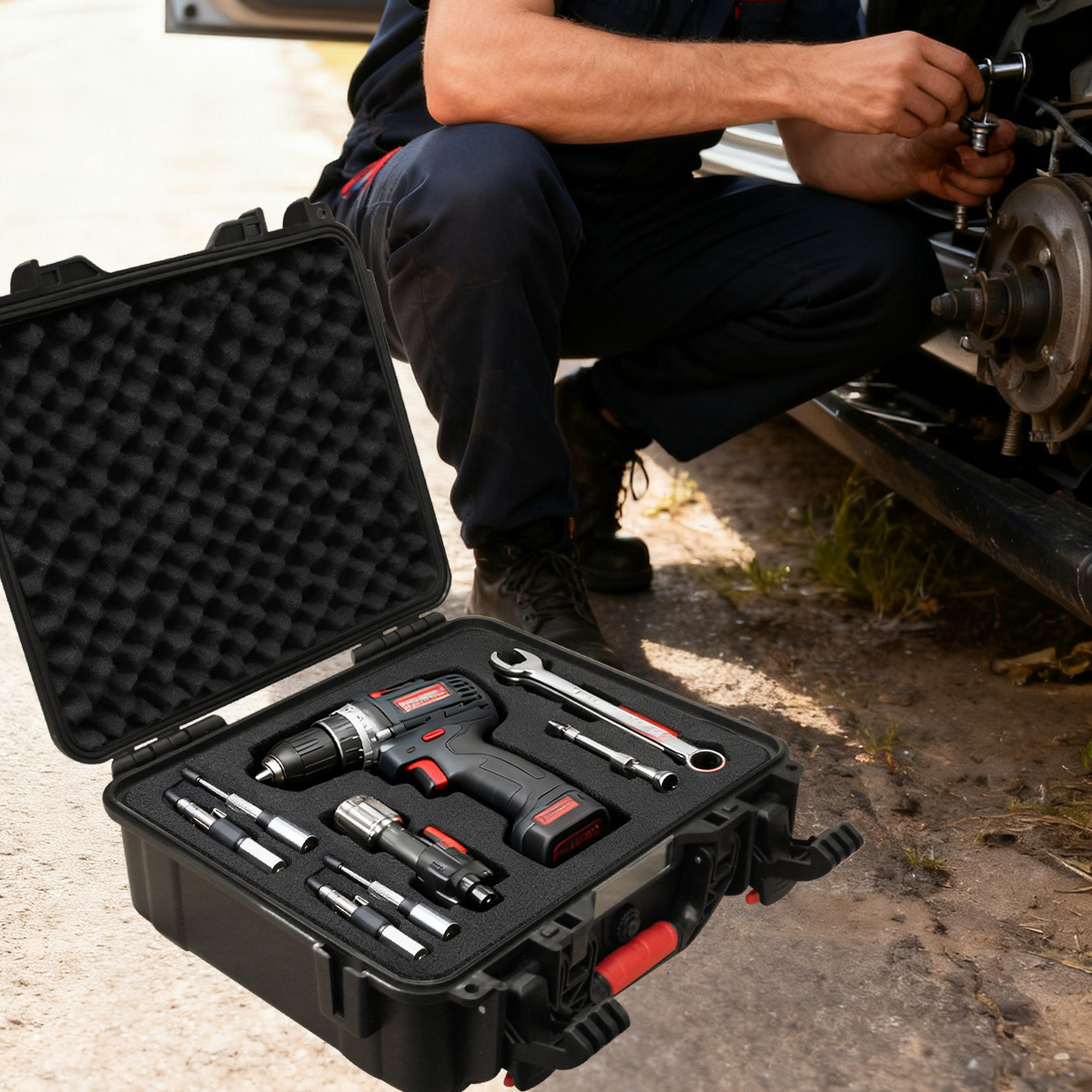 耐衝撃スポンジ付きポータブルツールボックス、フォームインサー - Fish Finder Case のレビューと価格